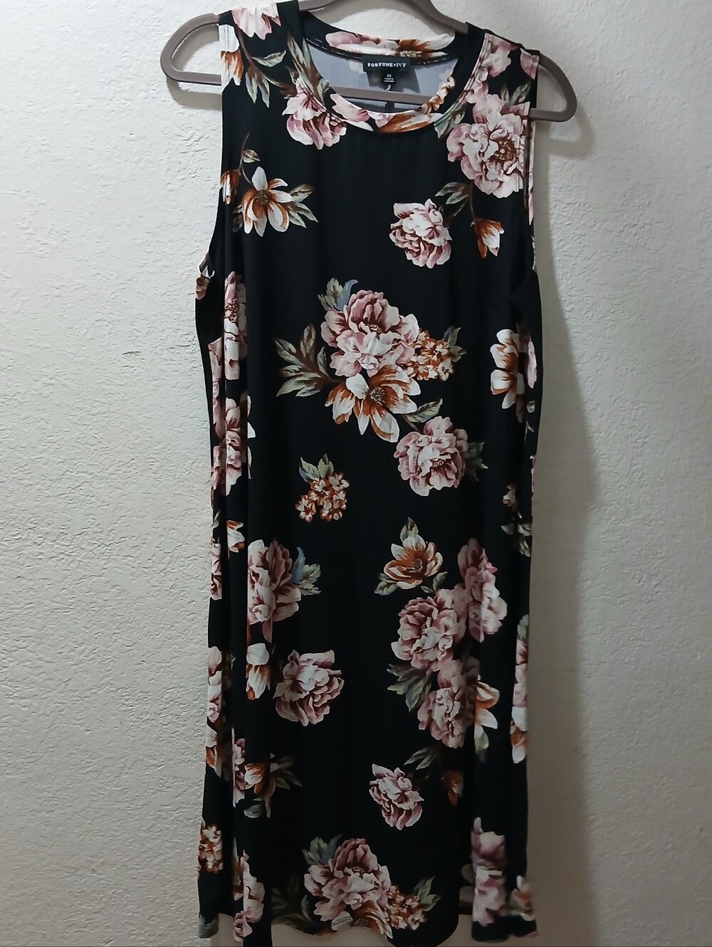 New  fortune + Ivy  size 2X Sleeveless Black Floral Midi Dress - Pink Bloom